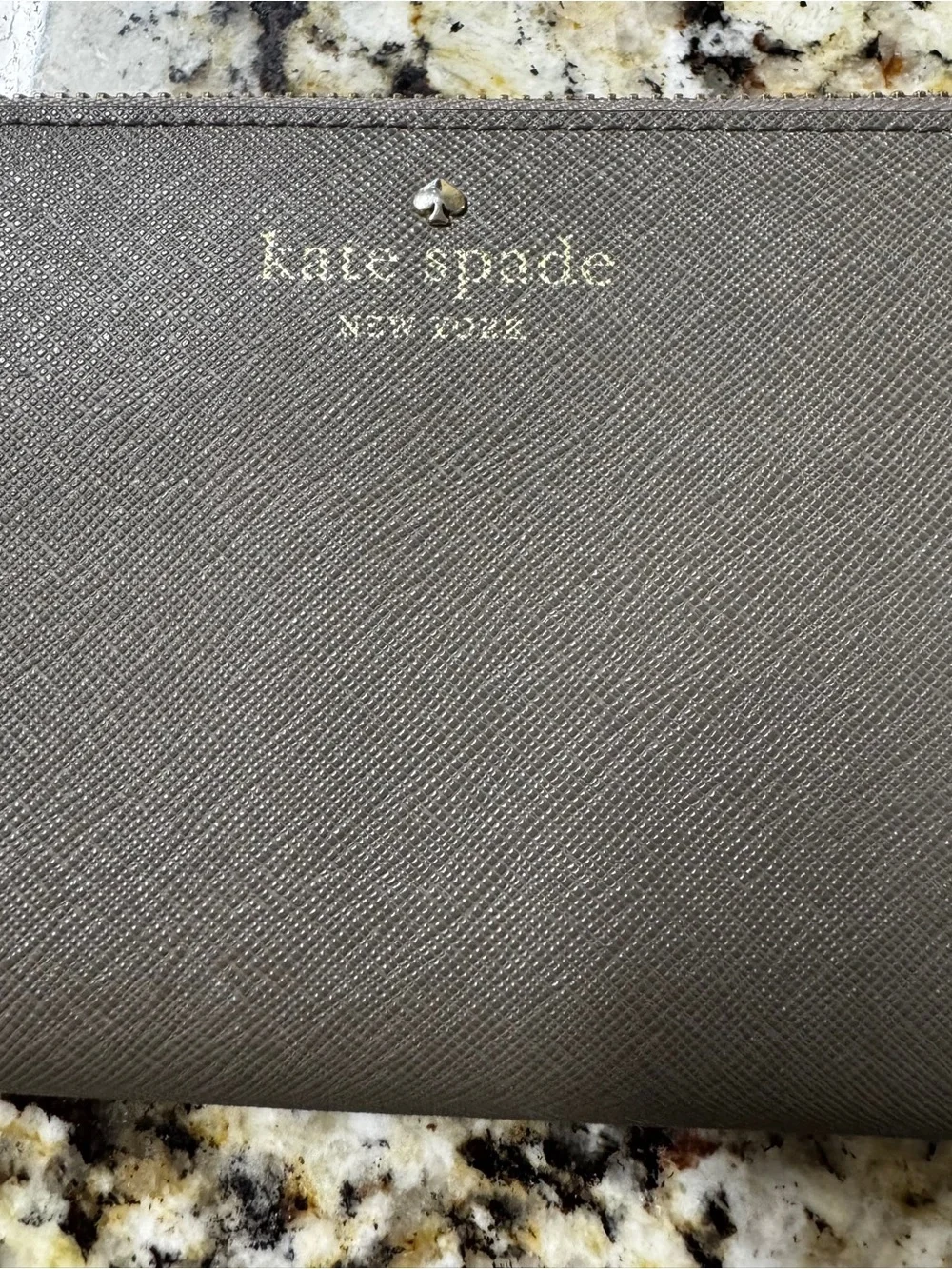 Kate Spade New York Mushroom Gray Saffiano Leather Zip Around Continental Wallet